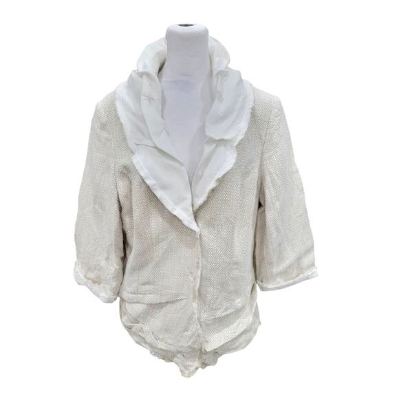 Soft Surroundings Women's Linen Blazer Jacket Size Large Woven‎ Boho Renaissance - Picture 1 of 12